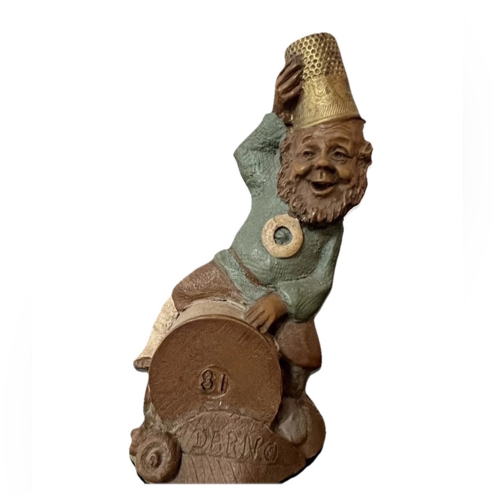 Vintage Gnome Figurine Tom Clark Darn Thimble Sewing Spool Denmark Leprechaun 88